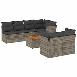 Maison Chic Ensemble Tables et chaises d'extérieur 6pcs avec coussins,Salon de jardin gris résine tressée -GKD879354