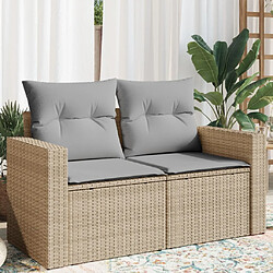 vidaXL Canapé de jardin avec coussins 2 places beige résine tressée 