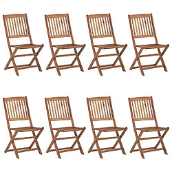 Maison Chic Lot de 8 Chaises pliables de jardin - Fauteuil d'extérieur avec coussins Bois d'acacia -MN99887