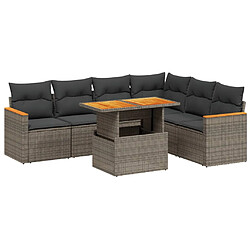 vidaXL Salon de jardin avec coussins 7 pcs gris résine tressée