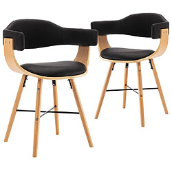 Decoshop26 Lot de 2 chaises de salle à manger cuisine design moderne synthétique et bois courbé noir CDS020851 