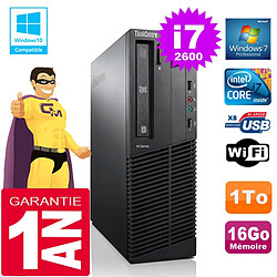 PC Lenovo M92p SFF Core I7-2600 Ram 16Go Disque 1 To Graveur DVD Wifi W7 · Occasion 