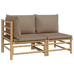 vidaXL Salon de jardin 2 pcs avec coussins taupe bambou