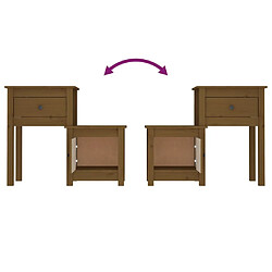 Maison Chic Table de chevet, Table de Nuit, Meuble de rangement Marron miel 79,5x38x65,5 cm Bois de pin massif pas cher