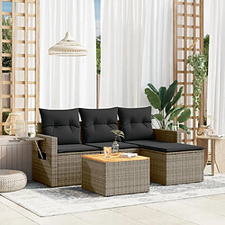 vidaXL Salon de jardin 5 pcs avec coussins gris résine tressée 