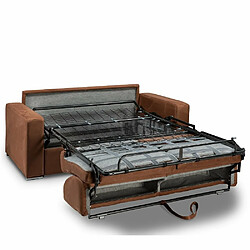 Inside 75 Canapé lit 2-3 places DREAMER convertible EXPRESS 120cm matelas 16 cm microfibre marron pas cher