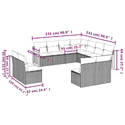 vidaXL Salon de jardin 11 pcs avec coussins noir résine tressée pas cher