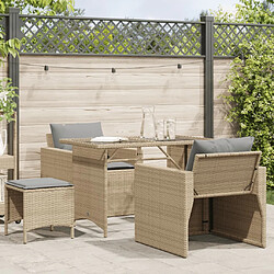 vidaXL Salon de jardin avec coussins 4 pcs beige résine tressée 