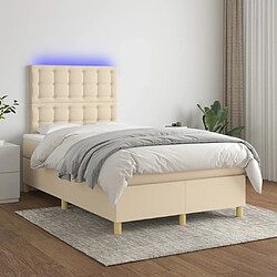 vidaXL Sommier à lattes de lit et matelas et LED Crème 120x200cm Tissu 