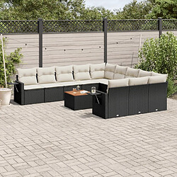 Maison Chic Salon de jardin 12 pcs avec coussins, Ensemble Tables et chaises d'extérieur noir résine tressée -GKD927517