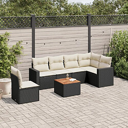 Maison Chic Ensemble Tables et chaises d'extérieur 7pcs avec coussins,Salon de jardin noir résine tressée -GKD491500