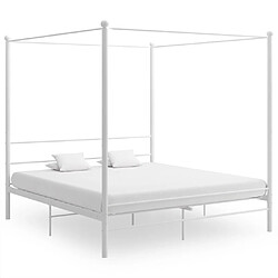 Maison Chic Lit adulte - Cadre de lit à baldaquin,Structure du lit Contemporain Blanc Métal 180x200 cm -MN95326