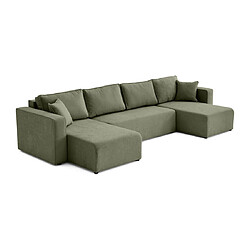 Bestmobilier Topaze - canapé panoramique - 7 places - convertible avec coffre - en tissu Topaze - canapé panoramique - 7 places - convertible avec coffre - en tissu - Vert