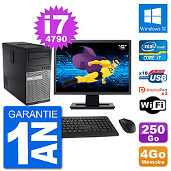 PC Tour Dell 9020 Ecran 19" Intel i7-4790 RAM 4Go Disque 250Go Windows 10 Wifi - Occasion