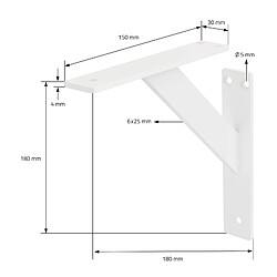 ML-Design 4x Support étagère murale fixation flottante aluminium blanc robuste 180x180 mm pas cher