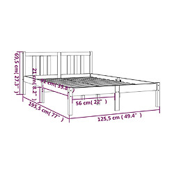 vidaXL Cadre de lit Noir Bois massif 120x190 cm Petit double pas cher