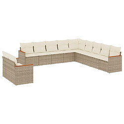 Maison Chic Salon de jardin 11 pcs avec coussins, Ensemble Tables et chaises d'extérieur beige résine tressée -GKD666228