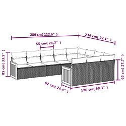 Acheter vidaXL Salon de jardin avec coussins 10 pcs gris résine tressée