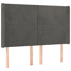 Avis Maison Chic Tête de lit scandinave à LED,meuble de chambre Gris foncé 147x16x118/128 cm Velours -MN36569