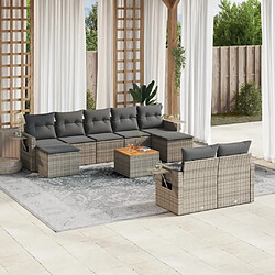 Maison Chic Salon de jardin avec coussins 10 pcs, Ensemble Tables et chaises de jardin, gris résine tressée -GKD212468