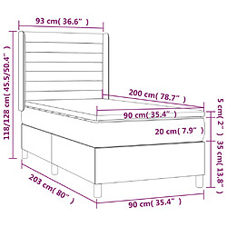 Avis Maison Chic Lit adulte- Lit + matelas + LED,Sommier à lattes de lit matelas LED Marron foncé 90x200cm Tissu -GKD29283