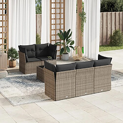 Maison Chic Salon de jardin 6 pcs avec coussins | Ensemble de Table et chaises | Mobilier d'Extérieur gris résine tressée -GKD79272