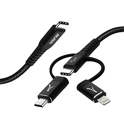 Akashi Cable de charge 3en1 connecteur USB-C