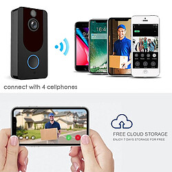 Universal Vidéo Sonnette sans fil 1080 HD Surveillance V7 Smartphone Sonnette WiFi Sonnette basse puissance Interphone vidéo(Le noir) pas cher