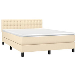 Avis Sommier à lattes LED,Cadre à lattes de lit avec matelas pour Adulte Crème 140x200 cm Tissu -MN29319