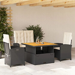 Maison Chic Ensemble à manger d'extérieur 4 pcs avec coussins,Salon de jardin noir -GKD668807