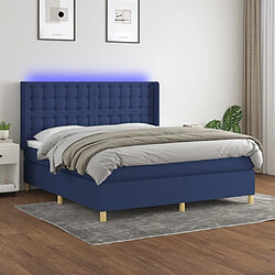 Sommier à lattes,Cadre à lattes de lit pour Adulte matelas et LED Bleu 160x200 cm Tissu -MN56524