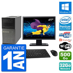 PC Tour Dell 9010 Ecran 27" Intel G630 RAM 32Go Disque Dur 500Go Windows 10 Wifi · Occasion 