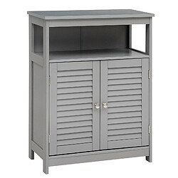 Helloshop26 Meuble de rangement pour salle de bain meuble sur pieds en bois avec placard 2 portes pour salle de bain salon chambre 60 x 30,5 x 80 cm gris 20_0005040 