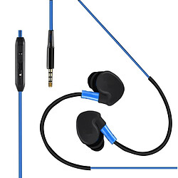 Shot Ecouteurs Sport pour "IPHONE 14" avec Micro et Bouton Reglage Son Kit Main Libre INTRA AURICULAIRE Jack Univers (BLEU) 