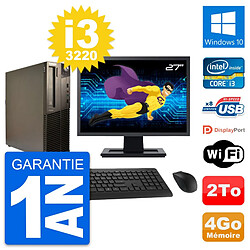 PC Lenovo M82 SFF Ecran 27" Intel i3-3220 RAM 4Go Disque Dur 2To Windows 10 Wifi - Occasion