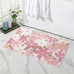 LUUCOZK Tapis de bain antidérapants absorbants à séchage rapide pour salle de bain - Fleur rose-40 x 60cm