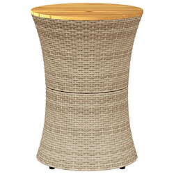 Avis vidaXL Table d'appoint de jardin forme tambour beige rotin bois massif