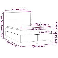 vidaXL Sommier à lattes de lit et matelas Gris foncé 140x190cm Velours pas cher