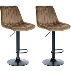 Non Lot de 2 tabourets de bar Toni velours noir 