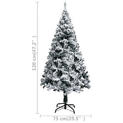 vidaXL Sapin de Noël artificiel avec neige floquée vert 120 cm PVC pas cher