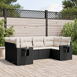 Maison Chic Ensemble Tables et chaises d'extérieur 6pcs avec coussins,Salon de jardin noir résine tressée -GKD978672