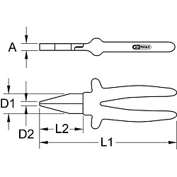 KS TOOLS 117.1298 Pince plate isolée, L.160 mm