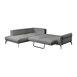 Vente-Unique Canapé d'angle gauche convertible en tissu texturé gris VILARETI pas cher