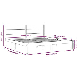 vidaXL Cadre de lit Blanc Bois massif 180x200 cm Super King pas cher