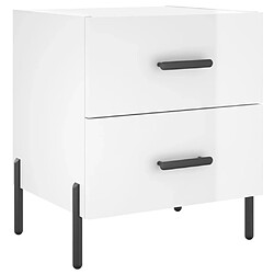 Maison Chic Lot de 2 Tables de chevet,Table de nuit,Table d'appoint pour salon blanc brillant 40x35x47,5 cm -MN10706 pas cher