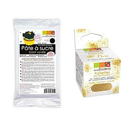 Scrapcooking Pâte à sucre noire 250 g + paillettes dorées