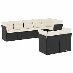 vidaXL Salon de jardin 8 pcs avec coussins noir résine tressée