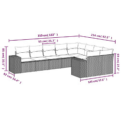 Avis Maison Chic Ensemble Tables et chaises d'extérieur 9 pcs avec coussins,Salon de jardin noir résine tressée -GKD278352