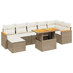 vidaXL Salon de jardin avec coussins 8 pcs beige résine tressée