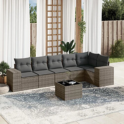 vidaXL Salon de jardin avec coussins 7 pcs gris résine tressée 